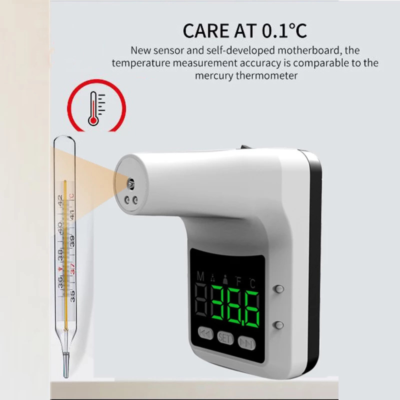 M7 Non-Contact Digital Thermometer Wall-Mounted Infrared Human Body Thermometer LCD Display for Home School Office Metro Market