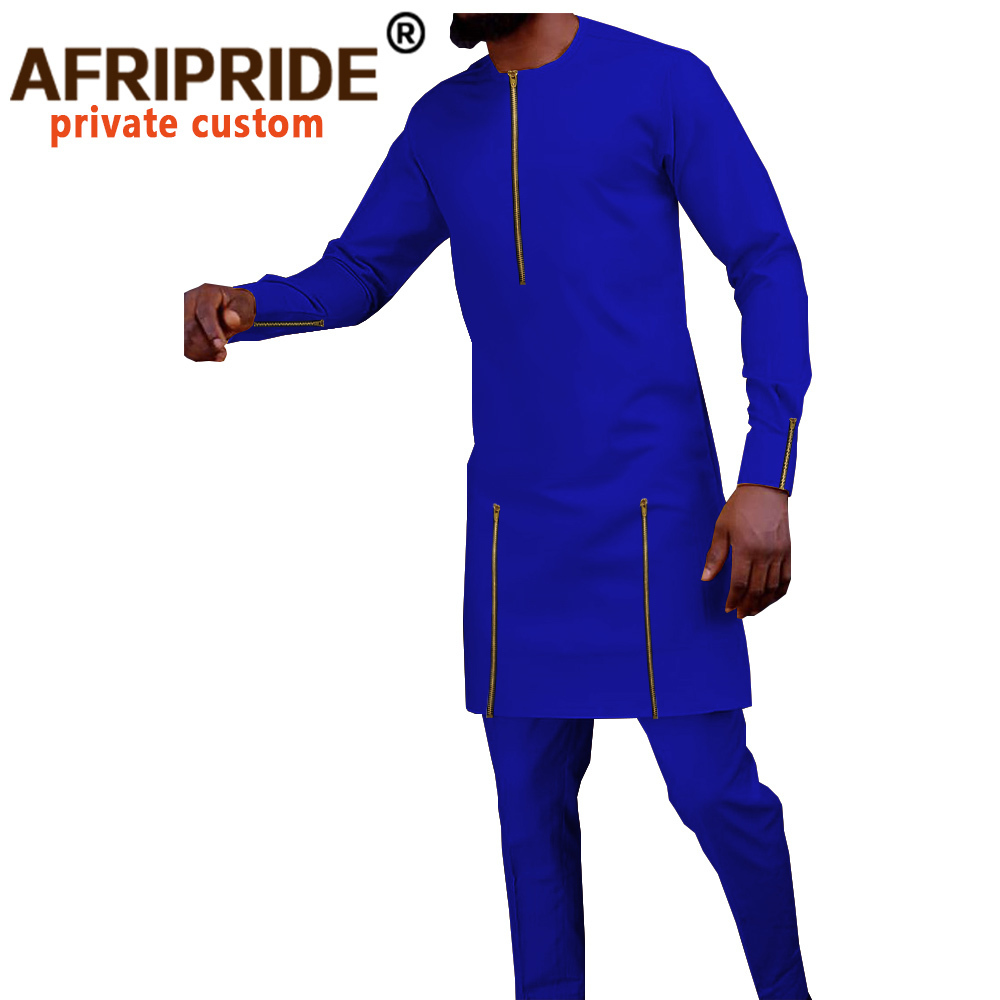 Tracksuit Men African Clothing Dashiki Shirts and Trouser 2 Piece Set Outfits Bazin Riche Long Sleeve Plus Size Attire A028 201109