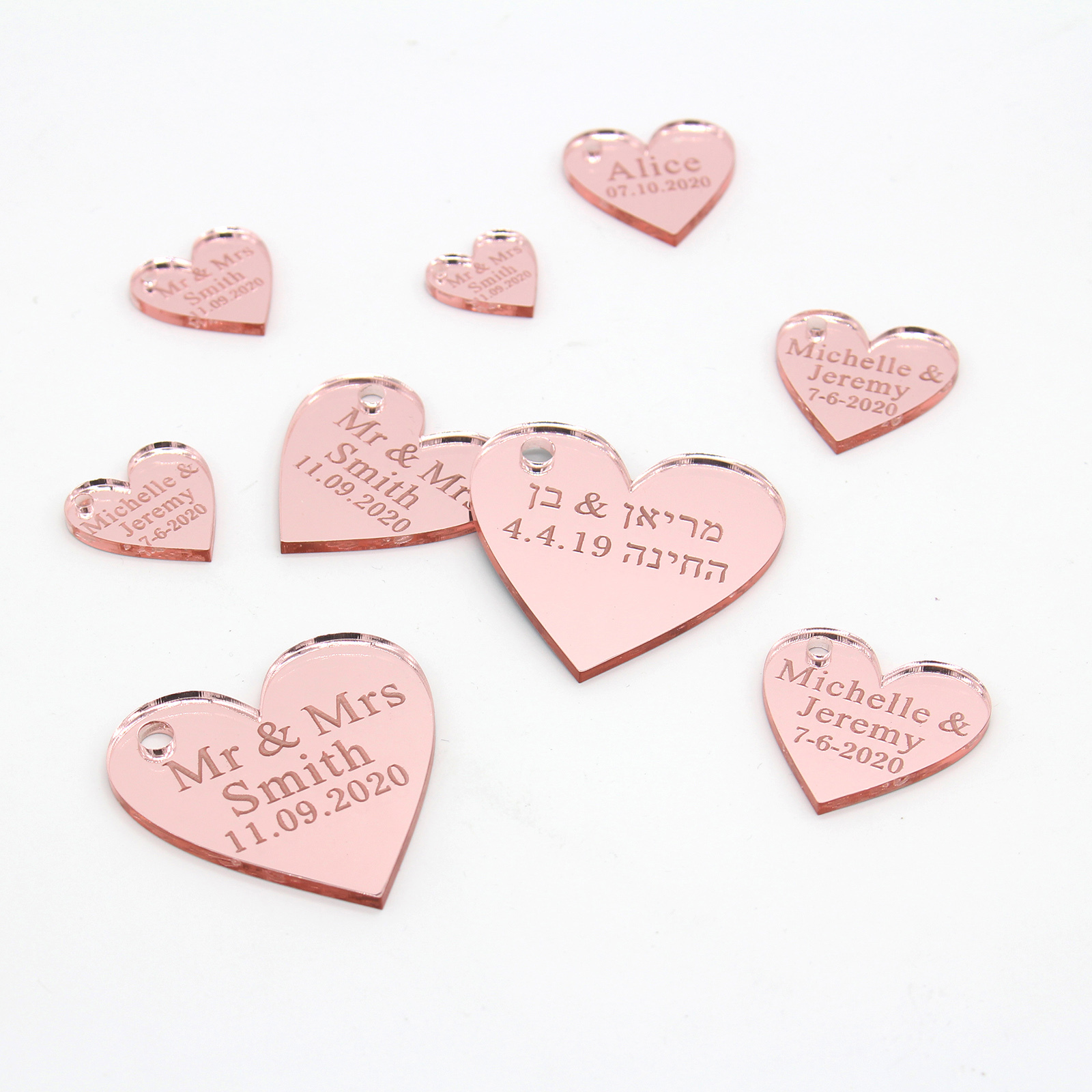 100 Personalized Engraved Love Hearts Rose gold / Gold / Silver Mirror / Wood Tags Wedding Party Table Centerpieces Decor Favors C0927
100 Personalized Engraved Love Hearts Rose gold / Gold / Silver Mirror / Wood Tags Wedding Party Table Centerpieces Decor Favors C0927
