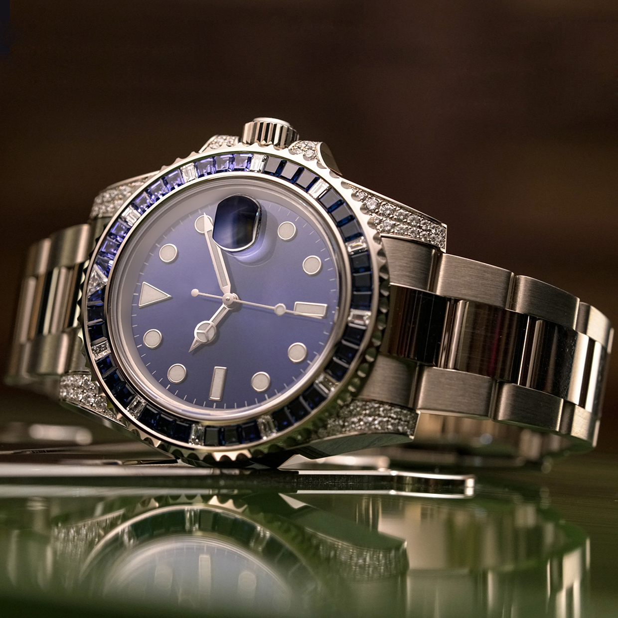 Men Women Diamond Watches Lady Girl Designer Party Rhinestone 2813 Mechanical Stainless Steel Automatic Self-wind Blue Wrist Watch
Men Women Diamond Watches Lady Girl Designer Party Rhinestone 2813 Mechanical Stainless Steel Automatic Self-wind Blue Wrist Watch