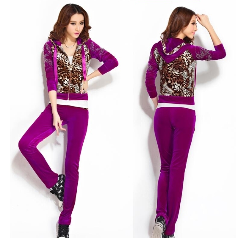 Gold velvet sports suit ladies slim spring and autumn casual wear Korean fashion sweater 201120