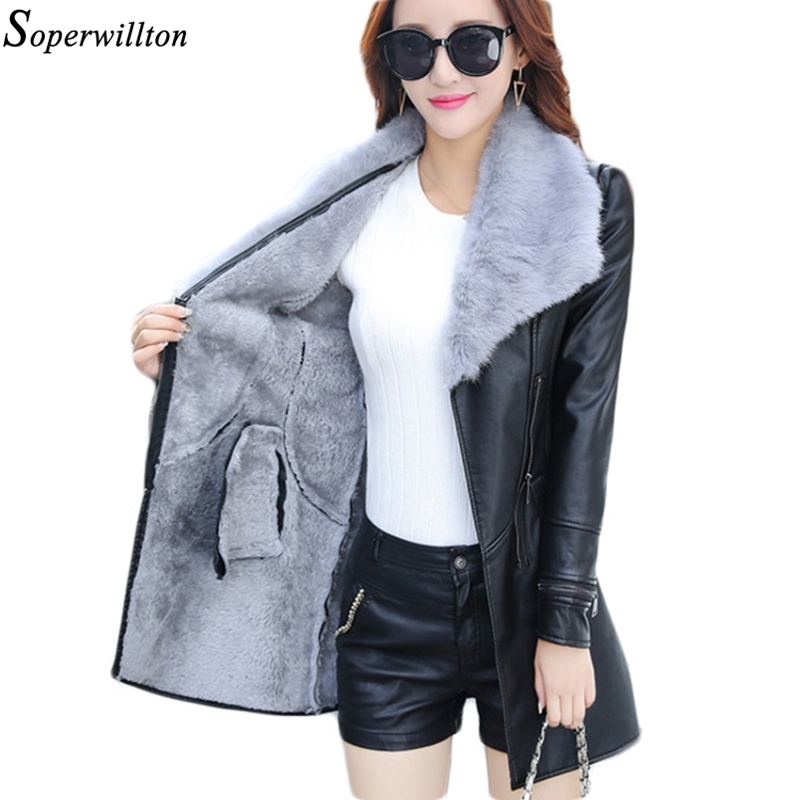 Leather Jacket Women Suede Coat Female Winter Long Sleeve Faux Leather Coat Motorcycle Fur Jacket Ladies PU Plus Size PR9 201030