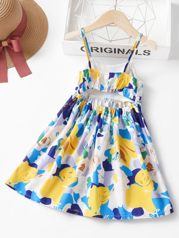 Toddler Girls Floral Print Cut Out Back Cami Dress SHE