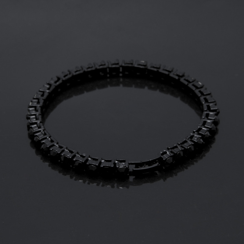 Iced Out 1 Row 5mm Rhinestones Bracelet Men Hip Hop Style Clear Simulated Diamond 789inches Tennis Bracelets Bling Bling