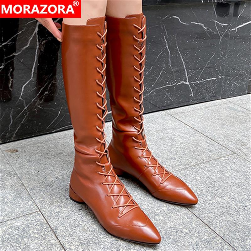 MORAZORA 2021 Genuine Leather Boots Low Heel Pointed Toe Autumn Winter Women Boots Fashion Lace Up Knee High, Black
MORAZORA 2021 Genuine Leather Boots Low Heel Pointed Toe Autumn Winter Women Boots Fashion Lace Up Knee High, Black