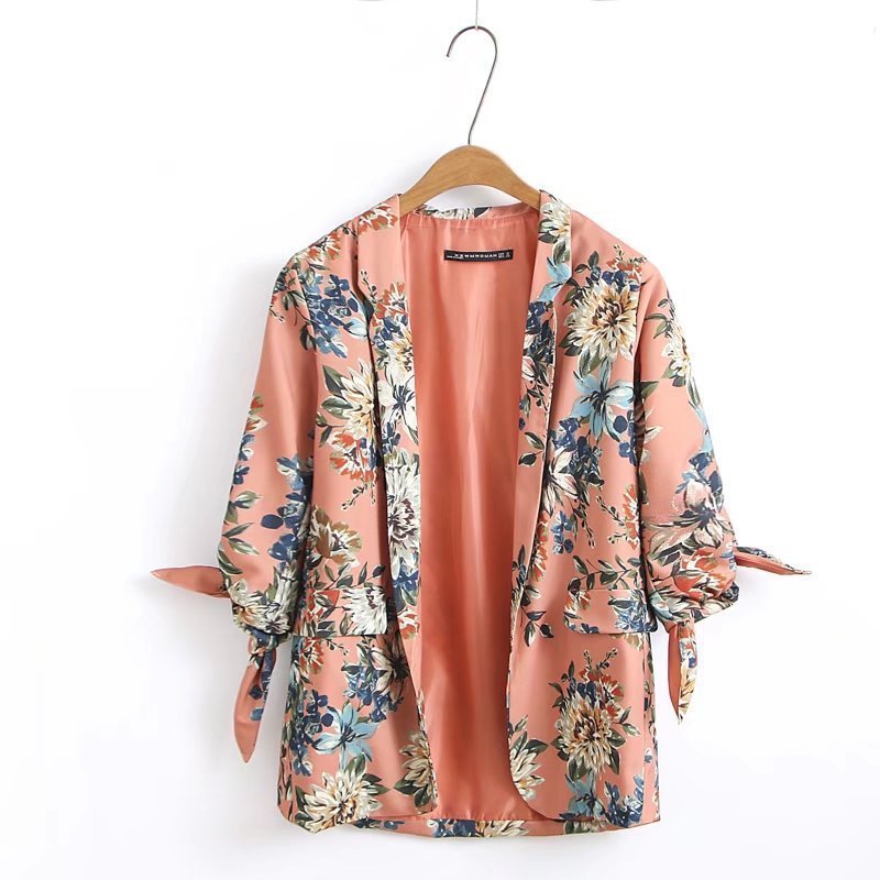 Suit female pants suit 2019 summer new women's fashion print longsleeved small suit jacket casual pants twopiece T200818