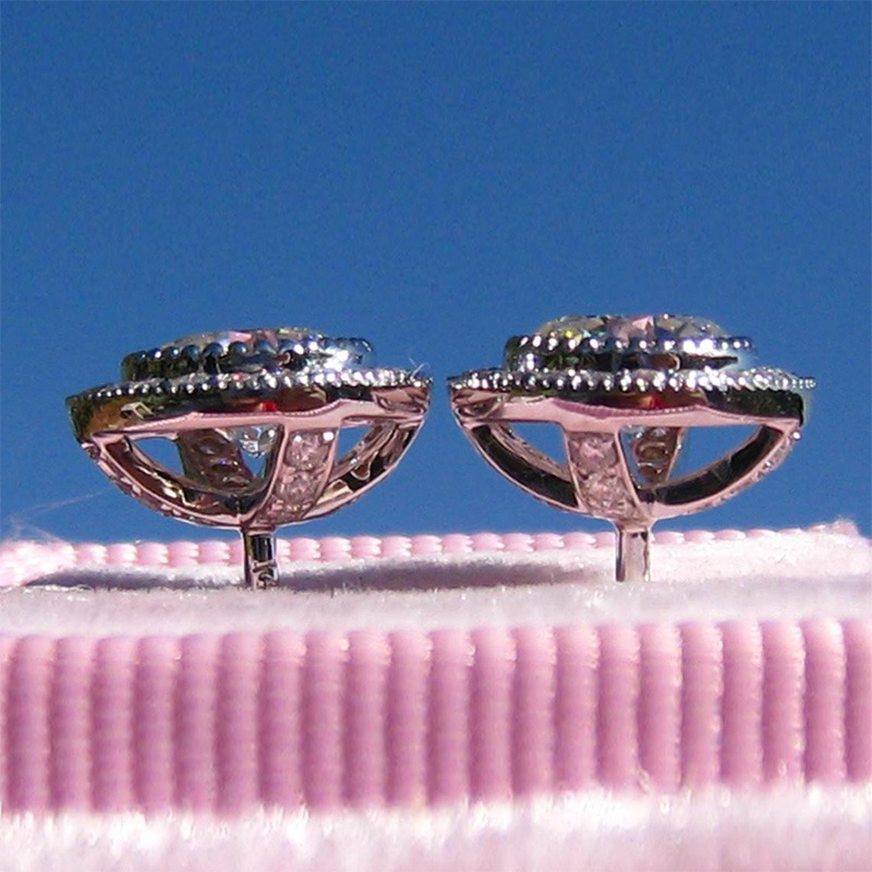 Charming Women Earrings Jewelry 18K White Gold Plaed Sparkling CZ Round Studs Earrings Nice Jewelry