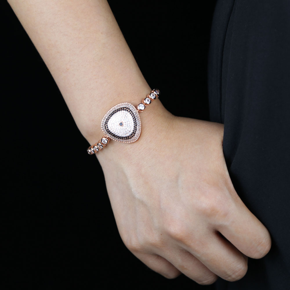 Rose Gold Color Adjustable Chain Greek Turkish Evil Eye Charm Bracelet For Women Men Party Christmas Kpop Gift Supplies Aesthetic Jewelry