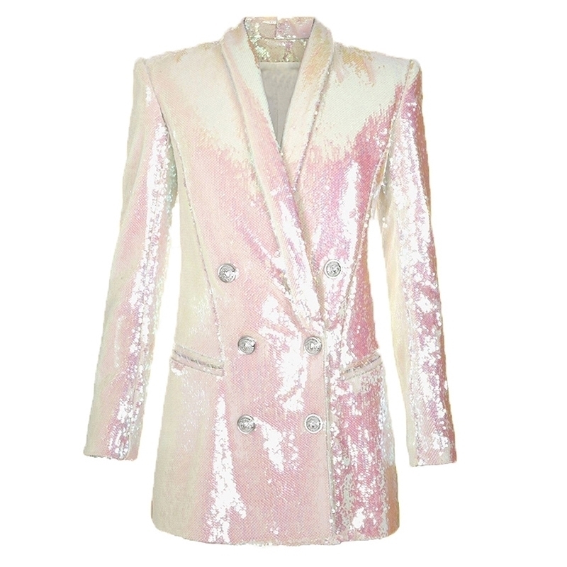 HIGH QUALITY Newest Fashion Runway Designer Blazer Women's Double Breasted Shawl Collar Shimmer Sequined Long Blazer Jacket 201201, Beige
HIGH QUALITY Newest Fashion Runway Designer Blazer Women's Double Breasted Shawl Collar Shimmer Sequined Long Blazer Jacket 201201, Beige