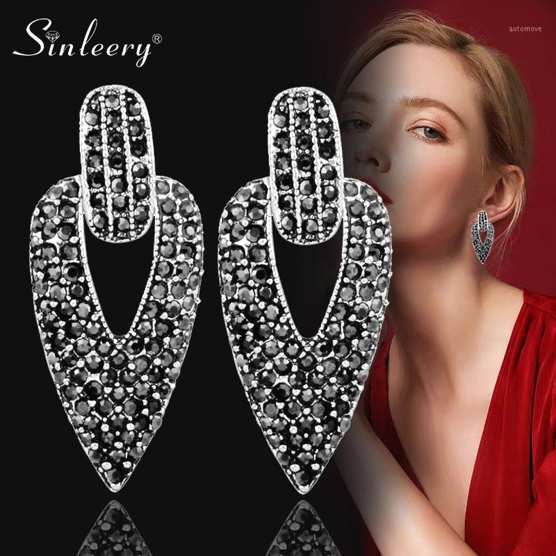 SINLEERY Vintage Big Full Black Cubic Zirconia Hollow Triangle Drop Earrings Antique Silver Color Female Jewelry ES119 SSH1
SINLEERY Vintage Big Full Black Cubic Zirconia Hollow Triangle Drop Earrings Antique Silver Color Female Jewelry ES119 SSH1