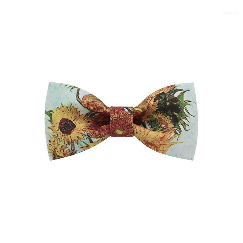 Bow Tie Gogh Painting Sunflowers Printed Handmade Quality Bow Ties With Gift Box Packing Chritmas Gift Neckties New Design1