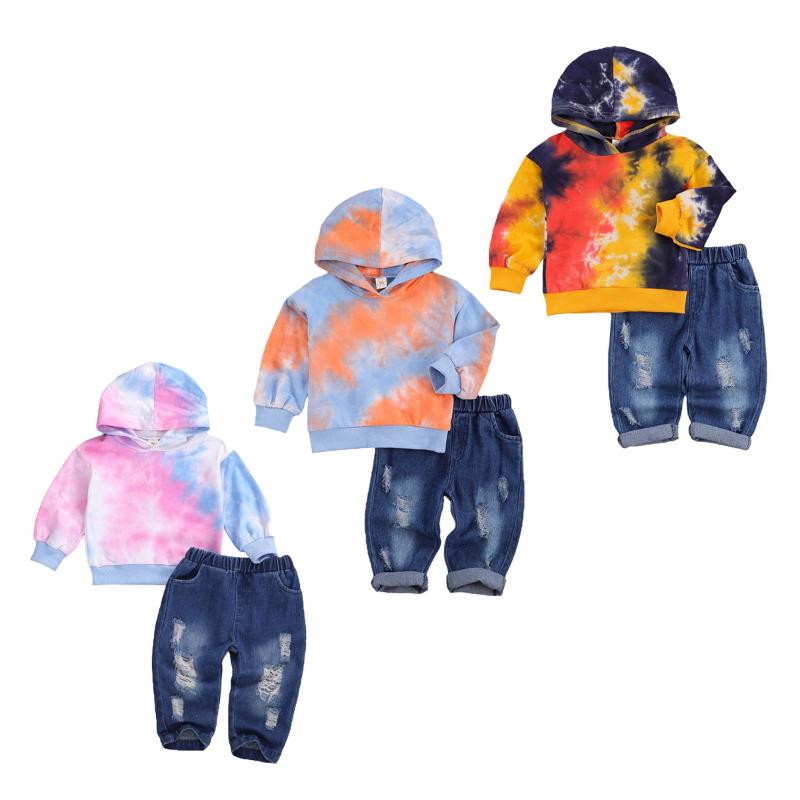2020 Fall Spring Baby Girl Clothing Set Children Tie Dye Print Long Sleeve Hooded Sweatshirt + Elastic Waist Ripped Jeans 1-6T
2020 Fall Spring Baby Girl Clothing Set Children Tie Dye Print Long Sleeve Hooded Sweatshirt + Elastic Waist Ripped Jeans 1-6T