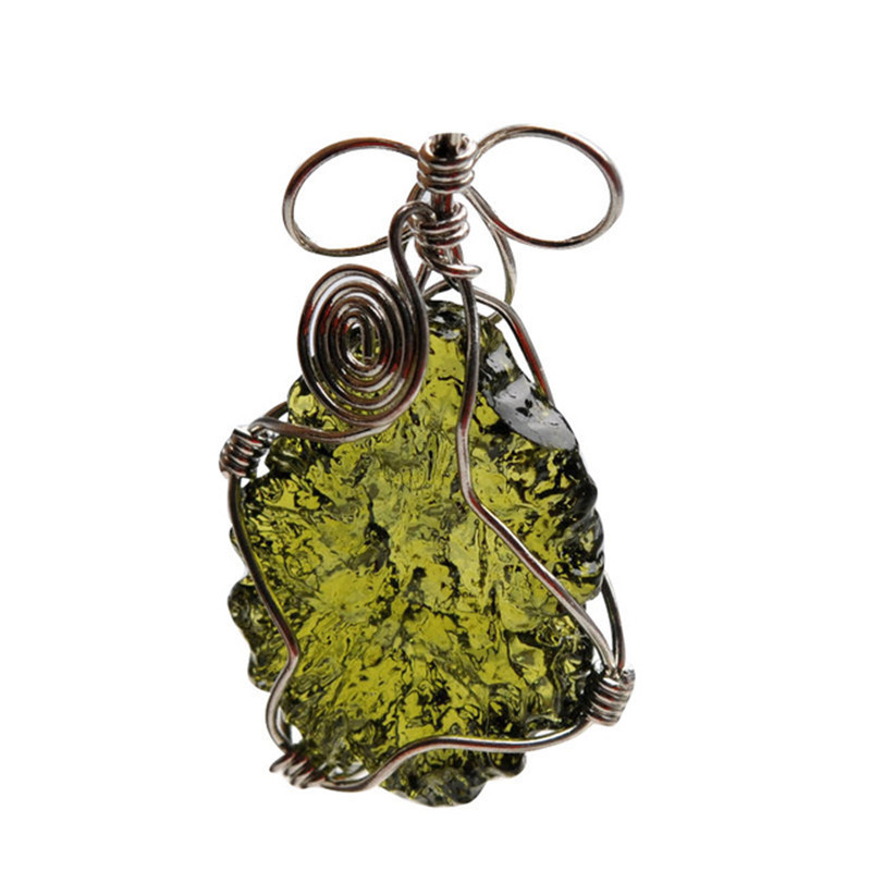 Natural Moldavite Green Crystal Energy Stone Pendant For Men And Women Couple necklace Fine Jewelry LJ201016