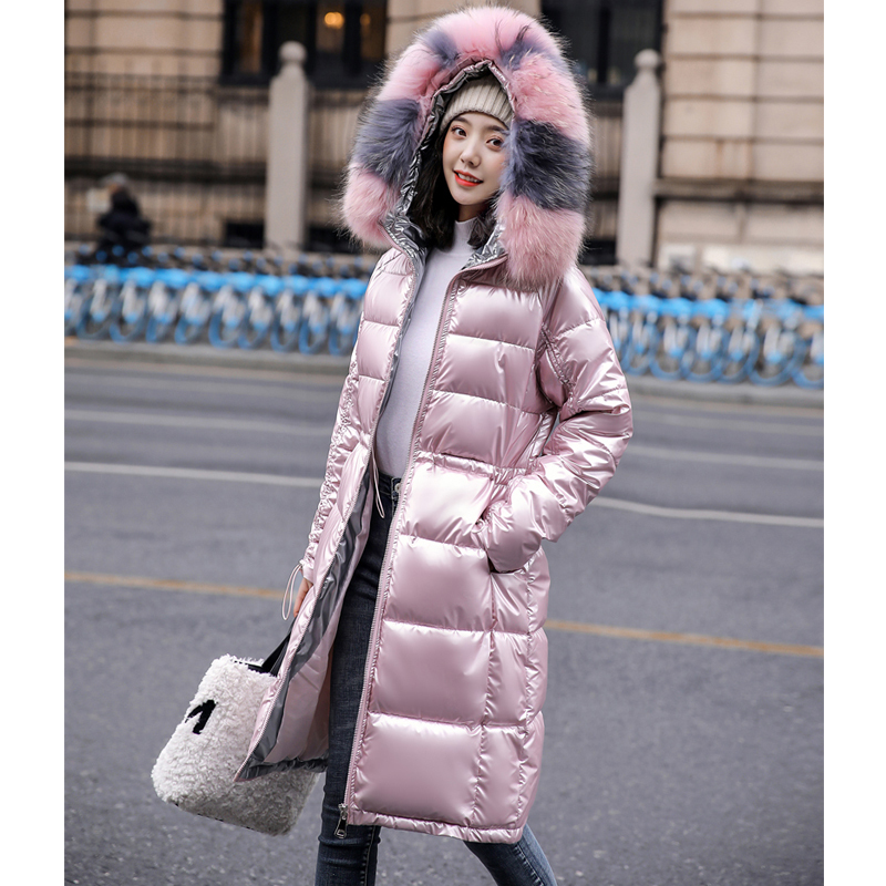 -30 Degrees Hooded Fur Collar Thickened Women Lengthened Winter Parkas Jacket 201127