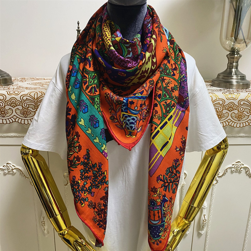 New product size 130cm -130cm 35% silk 65% cashmere material orange color print flowers pattern square scarves shawl for women, Blue;gray
New product size 130cm -130cm 35% silk 65% cashmere material orange color print flowers pattern square scarves shawl for women, Blue;gray
