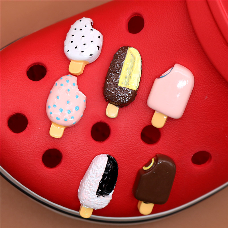Cute Mini Shoe Charm Accessories Simulation Chocolate ice cream Shoe Decoration for sandal Kid's X-mas Gift
