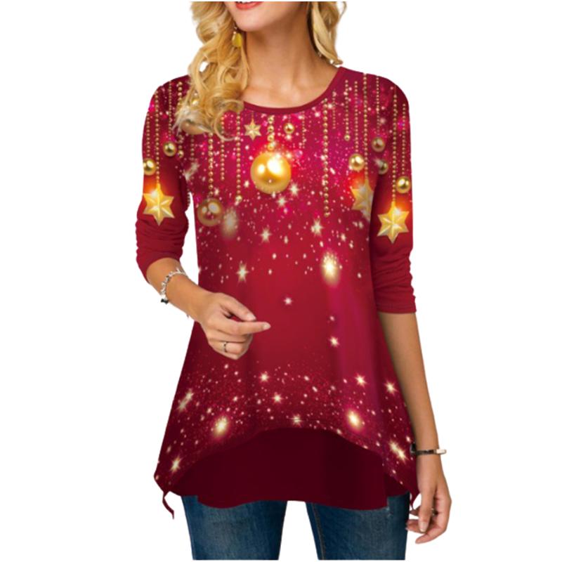 Women Blouse Shirt Cartoon Print Long Sleeve Casual Christams Snowman Top Shirts Female Tees Ladies Patchwork Long Blouses Tops, Red
Women Blouse Shirt Cartoon Print Long Sleeve Casual Christams Snowman Top Shirts Female Tees Ladies Patchwork Long Blouses Tops, Red