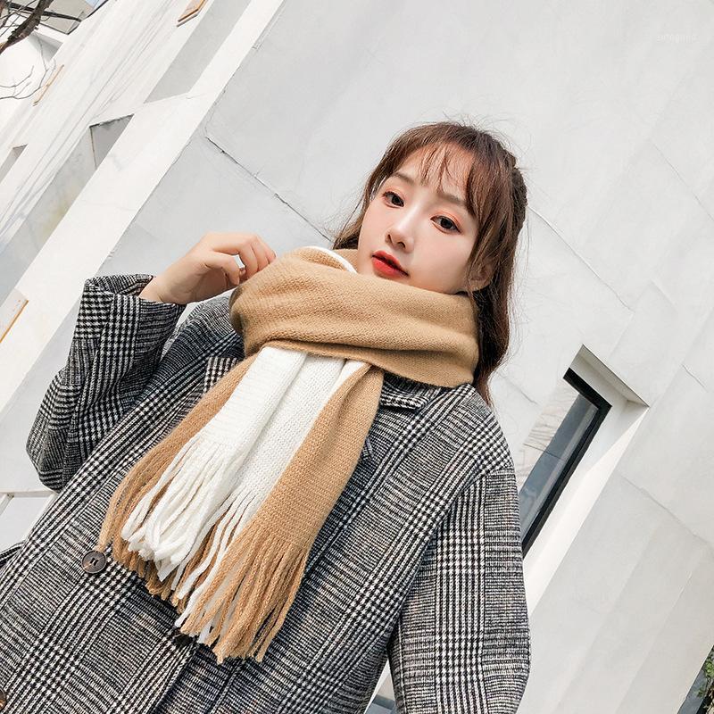 Scarves Female Autumn Winter Thick Warm Scarf Shawl Cape Korean Bufanda Student All-Match Color Matching Striped Knitted Wool Scarf1
Scarves Female Autumn Winter Thick Warm Scarf Shawl Cape Korean Bufanda Student All-Match Color Matching Striped Knitted Wool Scarf1