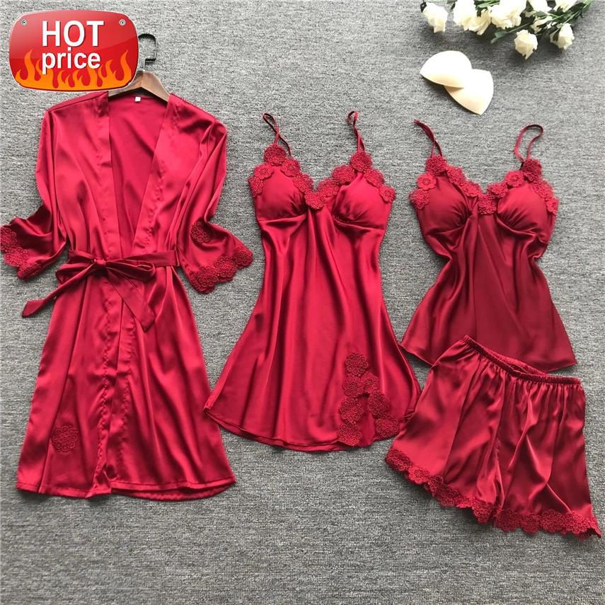 15Style Women Sleepwear Home Wear Lace Solid Long Sleeve Silk Embroidery Satin Clothing Sleeveless Nightwear Pajama Sets #Cm0E, Black;white
15Style Women Sleepwear Home Wear Lace Solid Long Sleeve Silk Embroidery Satin Clothing Sleeveless Nightwear Pajama Sets #Cm0E, Black;white