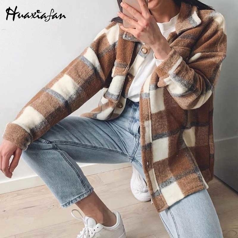 Huaxiafan Woolen Casual Plaid Coat Jackets Women Autumn Pockets Streetwear Ladies Chic Jacket Coats Female 2020 New Fashion 201124, Khaki
Huaxiafan Woolen Casual Plaid Coat Jackets Women Autumn Pockets Streetwear Ladies Chic Jacket Coats Female 2020 New Fashion 201124, Khaki