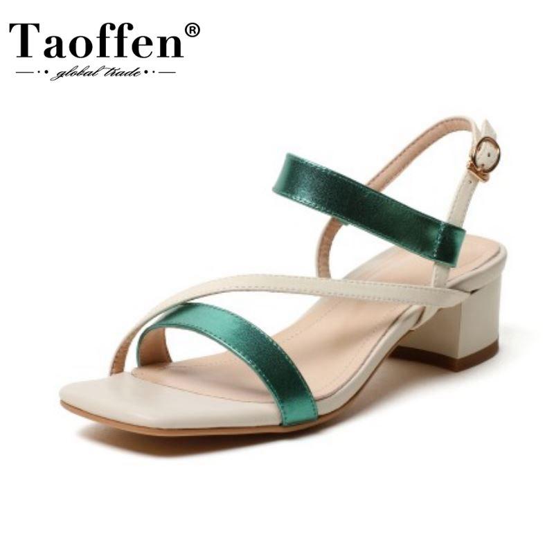 Taoffen Women High Heel Sandals Genuine Leather Thick Heel Summer Shoes Woman Fashion Mixed Color Shoes Woman Size 33-40, Green
Taoffen Women High Heel Sandals Genuine Leather Thick Heel Summer Shoes Woman Fashion Mixed Color Shoes Woman Size 33-40, Green