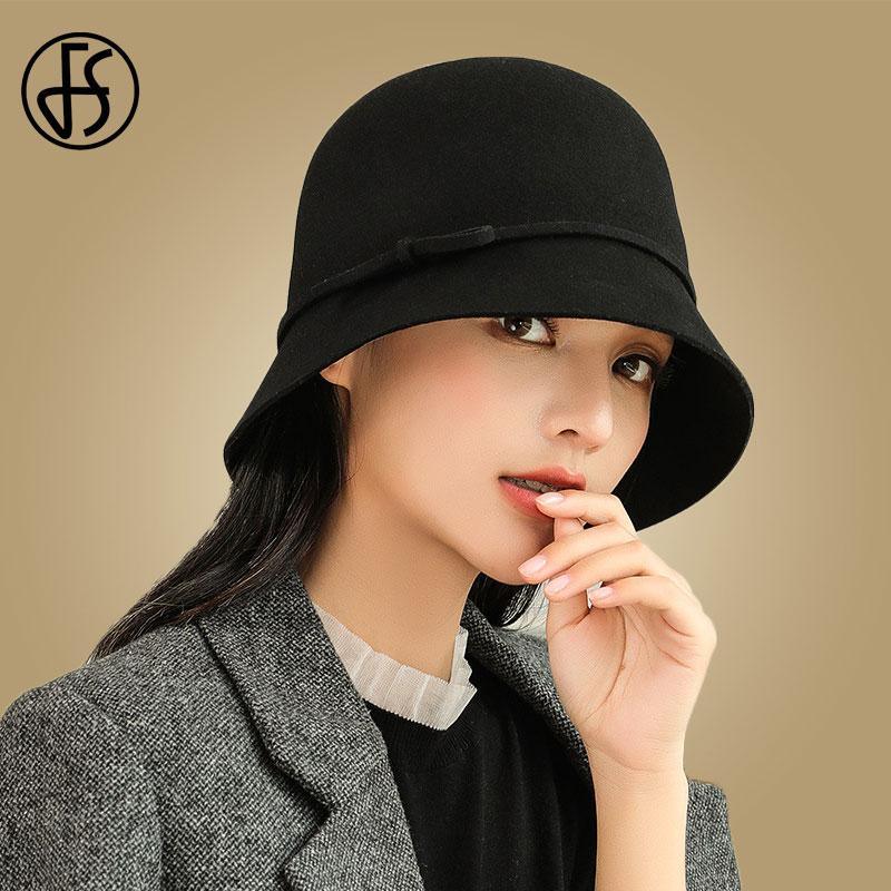 FS Winter Hats For Women 2020 Black Wide Brim Fedora Hats 100% Wool Vintage Felt Cloche Hat bowknot Elegant Lady Caps
FS Winter Hats For Women 2020 Black Wide Brim Fedora Hats 100% Wool Vintage Felt Cloche Hat bowknot Elegant Lady Caps