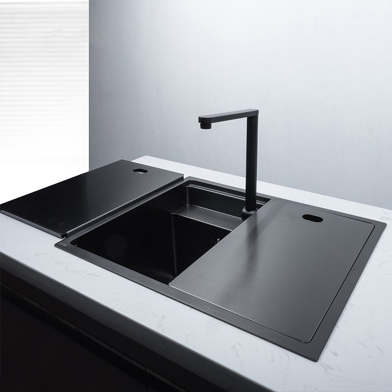 

Black Nano Hidden Stainless Steel Handmade Kitchen Sink Single Double Bowl Counter Big Basin Undermount Balcony Basin Sink