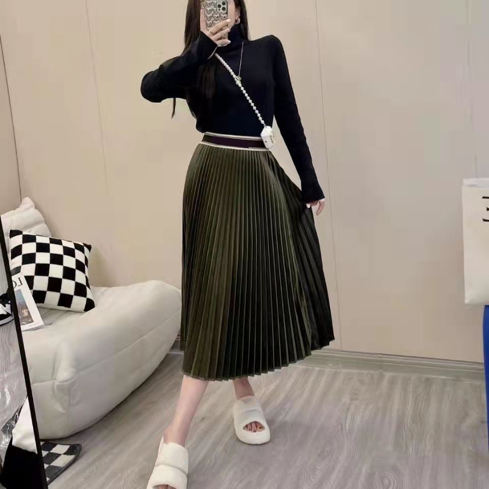 Women Dresses Casual Skirts Long Fit Pleated Skirt With Letters Waits Printed For Lady A-Line Slim Dress, Green
Women Dresses Casual Skirts Long Fit Pleated Skirt With Letters Waits Printed For Lady A-Line Slim Dress, Green