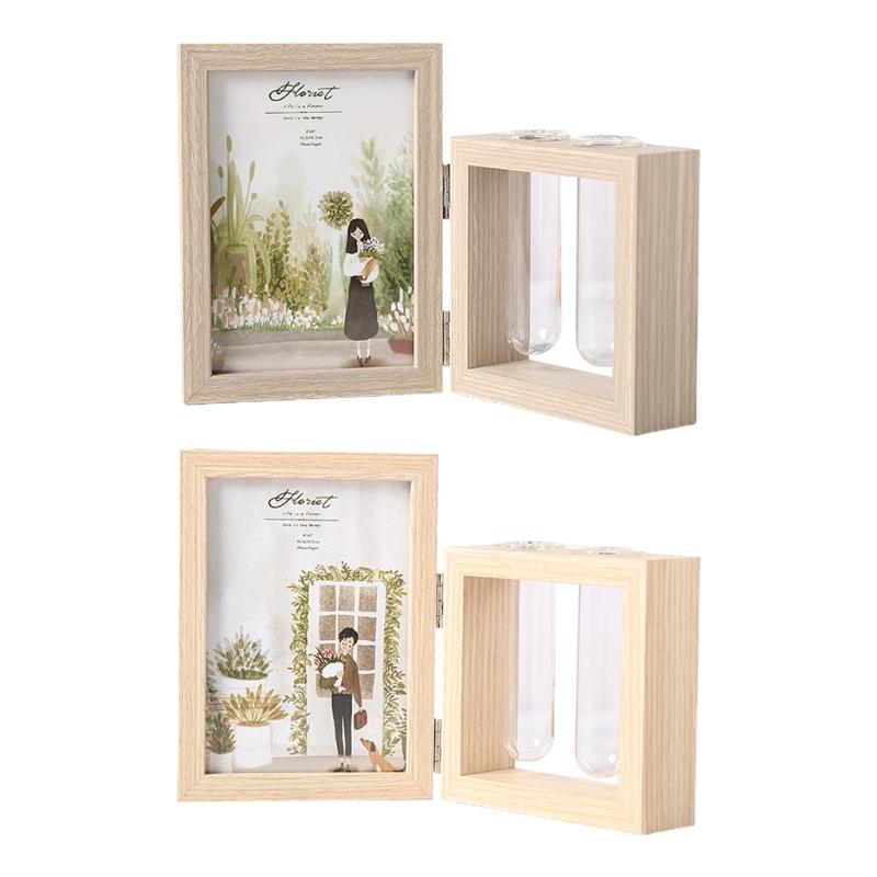 Wood Picture Frame and Plant 2 Vase Combo, Double Sided Display Hinged Desktop Wooden Stand, Glass Planter Terrarium
Wood Picture Frame and Plant 2 Vase Combo, Double Sided Display Hinged Desktop Wooden Stand, Glass Planter Terrarium