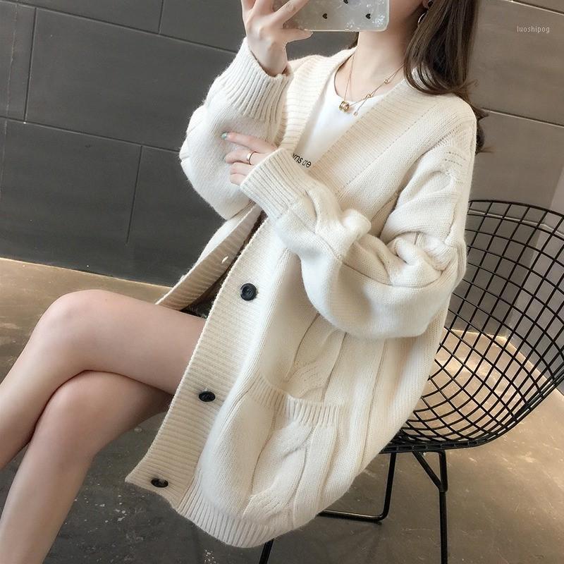 Women' Knits & Tees Autumn And Winter Lazy Style V-neck Mid-length Twist Knit Sweater Loose Women Cardigan All-match Coat Women' 2021, 01
Women' Knits & Tees Autumn And Winter Lazy Style V-neck Mid-length Twist Knit Sweater Loose Women Cardigan All-match Coat Women' 2021, 01