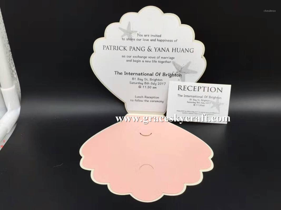 30pcs/lot New Free Shipping Laser Cut Shell Design creative folded style Paper Wedding Invitation RSVP Cards text customized1
30pcs/lot New Free Shipping Laser Cut Shell Design creative folded style Paper Wedding Invitation RSVP Cards text customized1