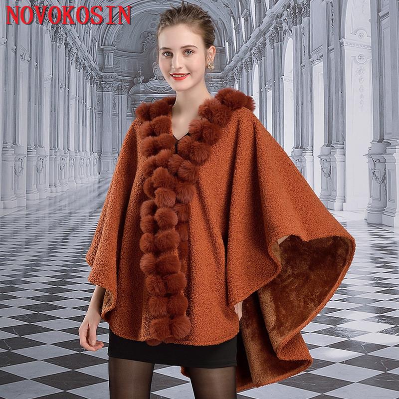 Scarves SC388 2021 Winter Big Fur Ball Neck Women Black Capes Poncho Knitted Sweater Long Cashmere Cardigan Warm Thick Coat 
Scarves SC388 2021 Winter Big Fur Ball Neck Women Black Capes Poncho Knitted Sweater Long Cashmere Cardigan Warm Thick Coat