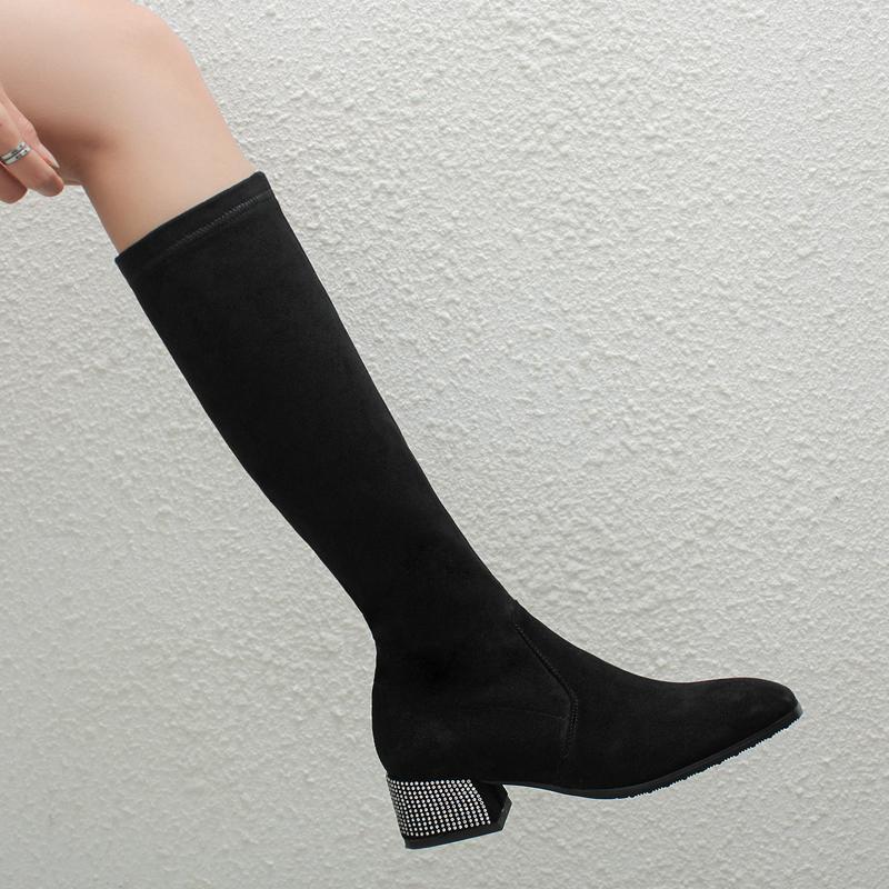 Women's Thick-heeled Rhinestone Mid-heeled Suede Stretch Self-cultivation Casual Comfortable High Socks Boots Women's Shoes1, Black pu
Women's Thick-heeled Rhinestone Mid-heeled Suede Stretch Self-cultivation Casual Comfortable High Socks Boots Women's Shoes1, Black pu