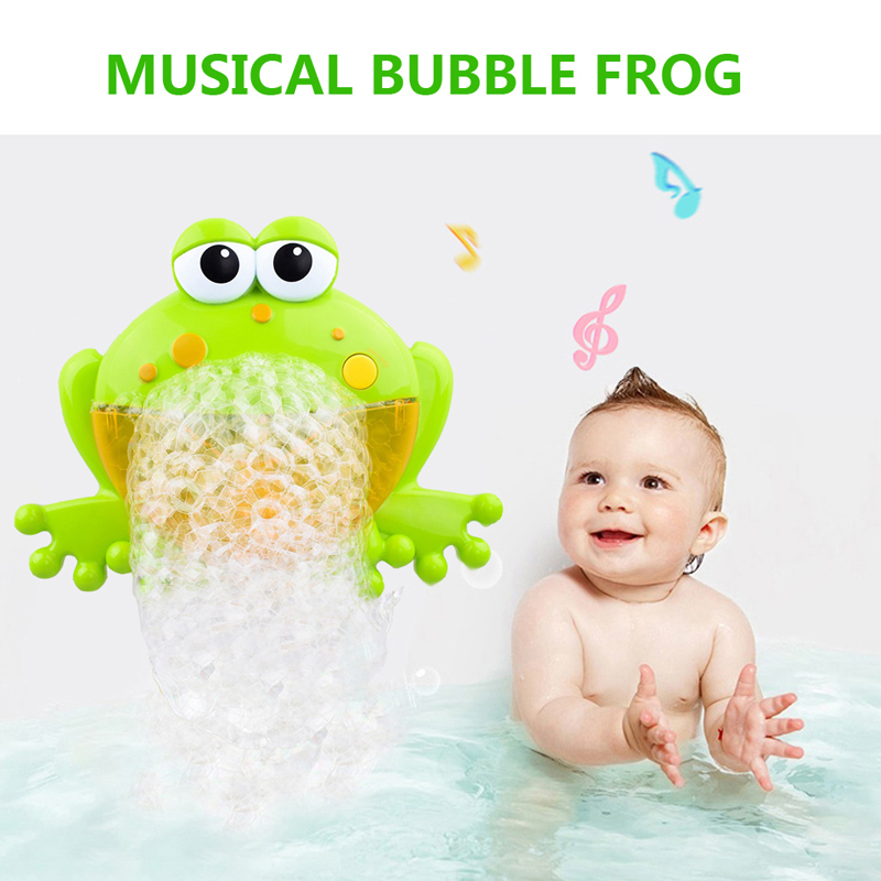 Bubble Frogs Baby Bath Toy Bubble Maker Pool Swimming Bathtub Soap Machine Toys for Children Kids With Music Water Toys LJ201019
