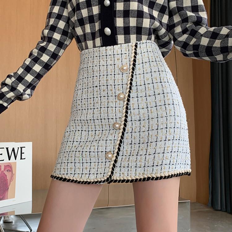 Autumn Winter New fashion Elegant Tweed Skirt Women Single-breasted Elegant High Waist Plaid A- Line Short Skirt 2020 New, White
Autumn Winter New fashion Elegant Tweed Skirt Women Single-breasted Elegant High Waist Plaid A- Line Short Skirt 2020 New, White