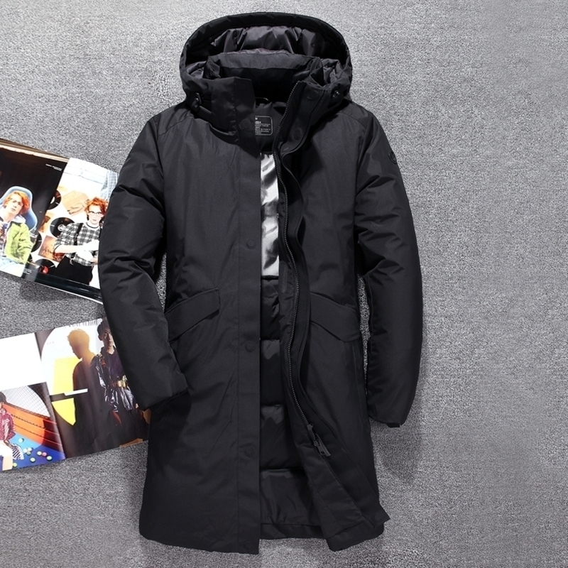 Long Down Jacket Men Top Quality Thick Winter NEW Hat Detached Warm Parka Waterproof Windproof -30 degrees 3073 201103