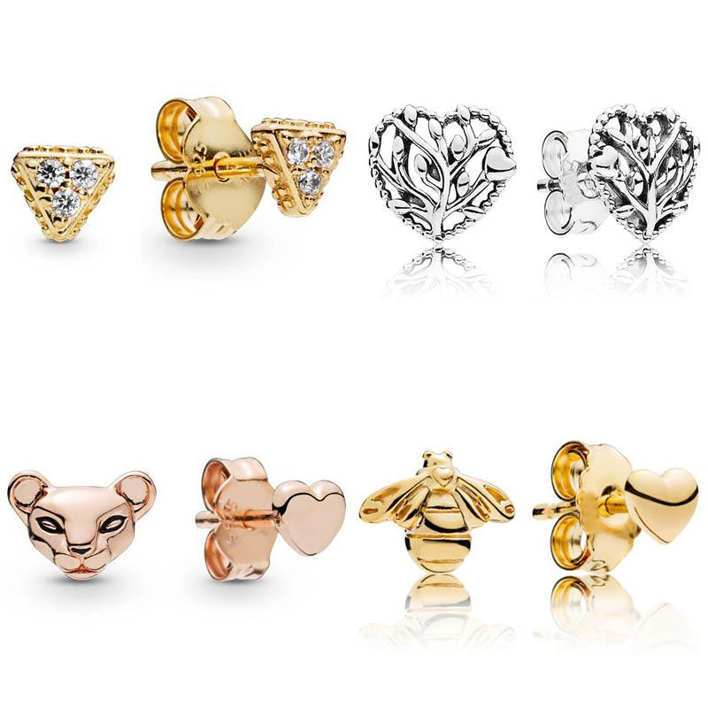 Stud 925 Sterling Silver Earring Rose Golden Bee Lioness And Heart Triangles Flourishing For Women Fashion Jewelry
Stud 925 Sterling Silver Earring Rose Golden Bee Lioness And Heart Triangles Flourishing For Women Fashion Jewelry