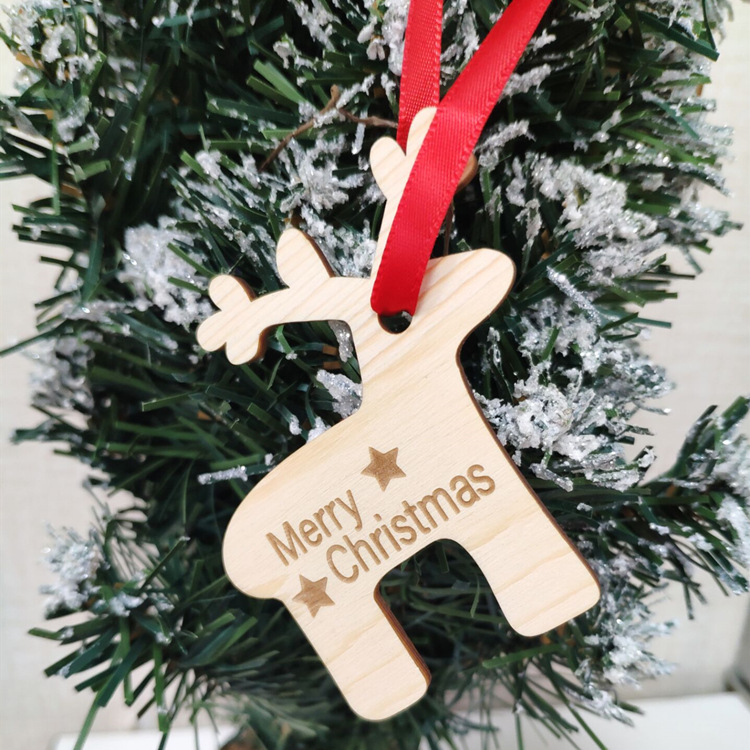 20pcs Wooden Reindeer Christmas Decoration DIY Wood Crafts Xmas Ornaments for Christmas Party Home Table Decorations New Year 2020