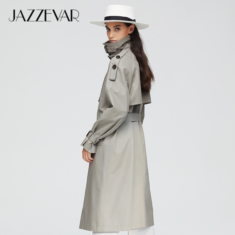 JAZZEVAR New arrival autumn top trench coat women double breasted long outerwear for lady high quality overcoat women9003-1 201211