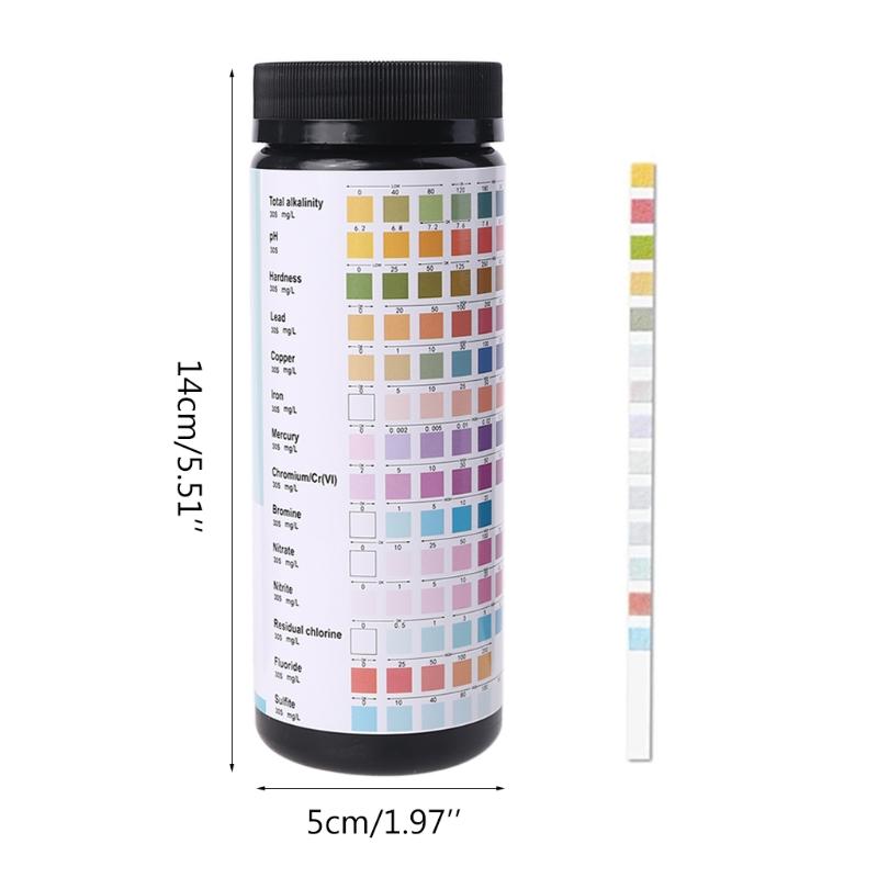 Meters 157A 100PCS Upgrade 14 IN 1 Drinking Water Test Strips PH Hardness Alkalinity Lead Copper Iron Mercury Bromine Nitrite
Meters 157A 100PCS Upgrade 14 IN 1 Drinking Water Test Strips PH Hardness Alkalinity Lead Copper Iron Mercury Bromine Nitrite