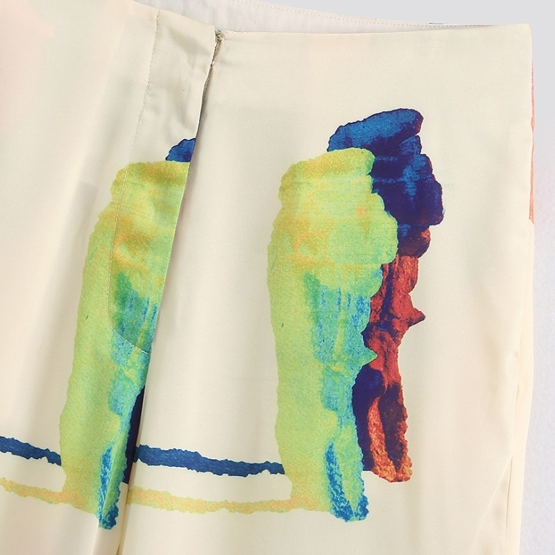 New Women popular colorful painting wide leg pants femme leisure zipper Trousers office lafy wear casual slim chic pants P603 201111