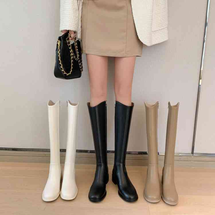 Boots Grape mother's knee length boots children's winter pure soft leather high tube thin elastic Knight TAAD, Black
Boots Grape mother's knee length boots children's winter pure soft leather high tube thin elastic Knight TAAD, Black