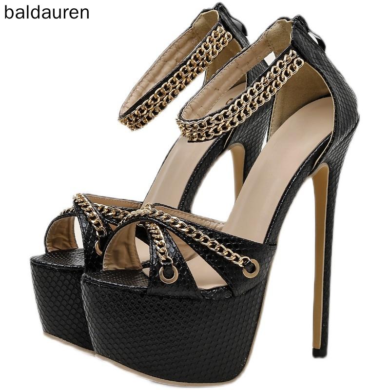 Sandals Baldauren Women High Heels Metal Chain Buckle Platform Heeled Party Shoes Big Size 42 Fashion Dress Sandalias, Black
Sandals Baldauren Women High Heels Metal Chain Buckle Platform Heeled Party Shoes Big Size 42 Fashion Dress Sandalias, Black