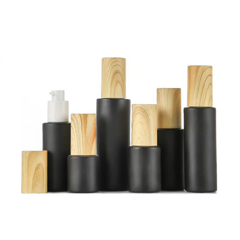 Empty glass pump bottles refillable black frosted glass lotion bottles essential oil spray bottle with woodgrain plastic cap 20ml - 80ml
Empty glass pump bottles refillable black frosted glass lotion bottles essential oil spray bottle with woodgrain plastic cap 20ml - 80ml