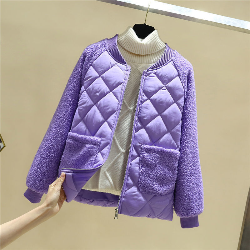 Women Spring Autumn Jacket Lamb Fur Parkas Women Coats And Jacket Plus Size Parka Mujer Slim Short Women Jackets Oversized Parka 201019