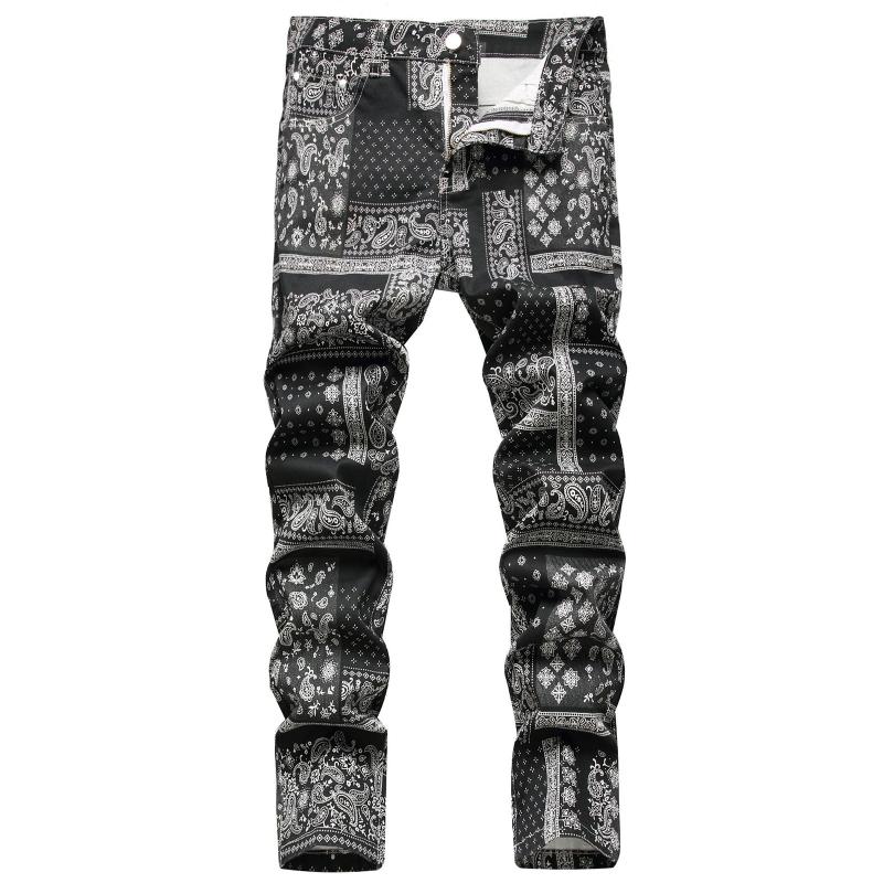 Men's Jeans Men Paisley Bandanna Printed Fashion 3D Digital Painted Stretch Denim Pants Slim Straight Black Trousers, Blue
Men's Jeans Men Paisley Bandanna Printed Fashion 3D Digital Painted Stretch Denim Pants Slim Straight Black Trousers, Blue
