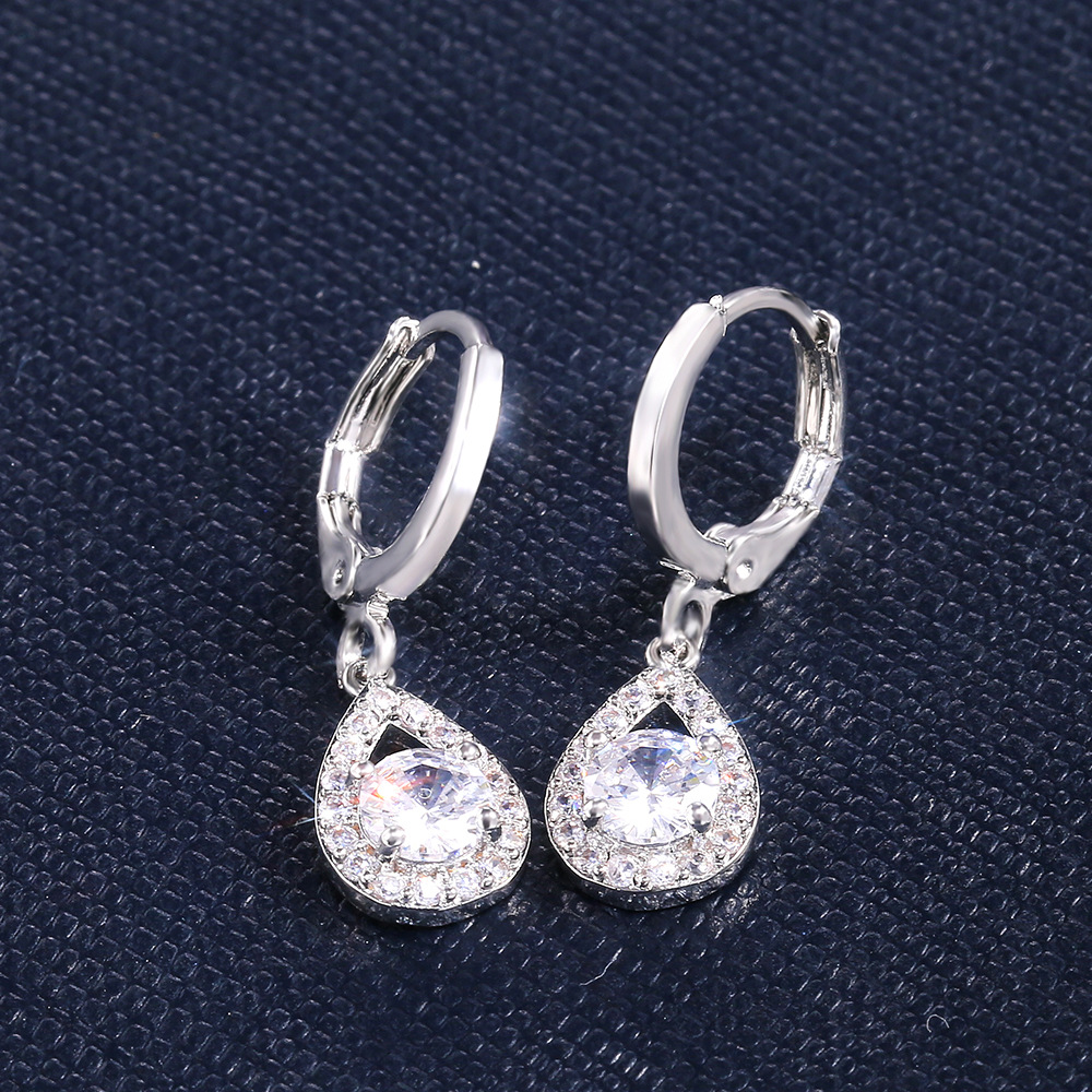 Tear Water Drop Diamond Earrings Dangle Designer Jewelry Love Heart Charm Gold Silver Filled Cubic Zirconia Ear Rings Cuff for Women Gift Topaz Fashio