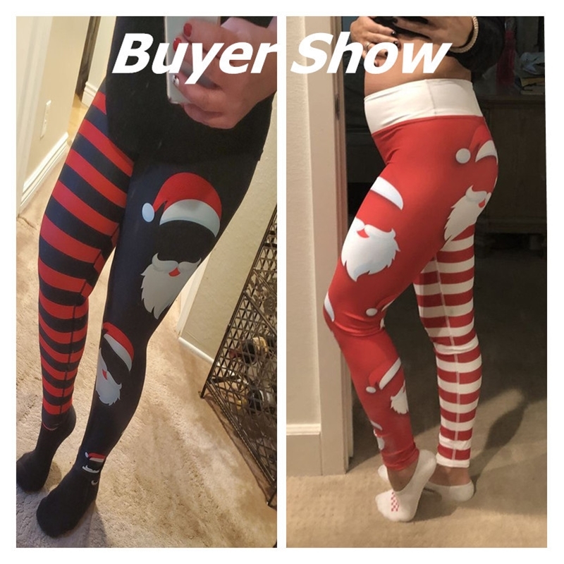 FCCEXIO Happy Christmas High Waist Elasticity Printed Cartoon Santa Cute Leggings Women joy Sexy GYM Pants Xmas Leggings 201203