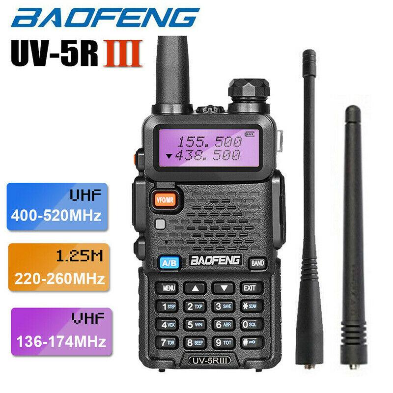 BAOFENG UV-5R III Tri-Band Walkie Talkie 5W 1800mAh Long Range Two Way Ham Radio + Earpiece
BAOFENG UV-5R III Tri-Band Walkie Talkie 5W 1800mAh Long Range Two Way Ham Radio + Earpiece