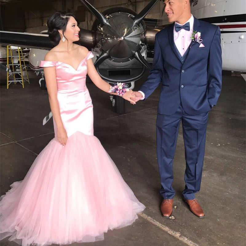 2020 Sweetheart Mermaid Prom Dresses Vestidos de festa Fashion Off-Shoulder Floor-Length Formal Evening Party Gowns a